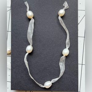 White ribbon necklace